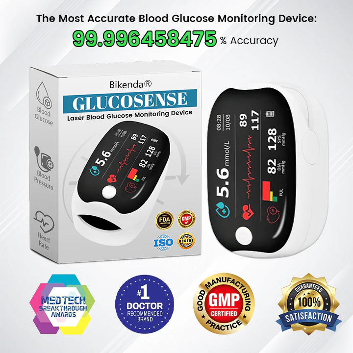 [Official Store] Bikenda® GlucoSense Laser Blood Glucose Monitoring Device ✅for Blood Sugar, Blood Oxygen Saturation, and Blood Pressure Measurement👍🏻 99.9% Accuracy